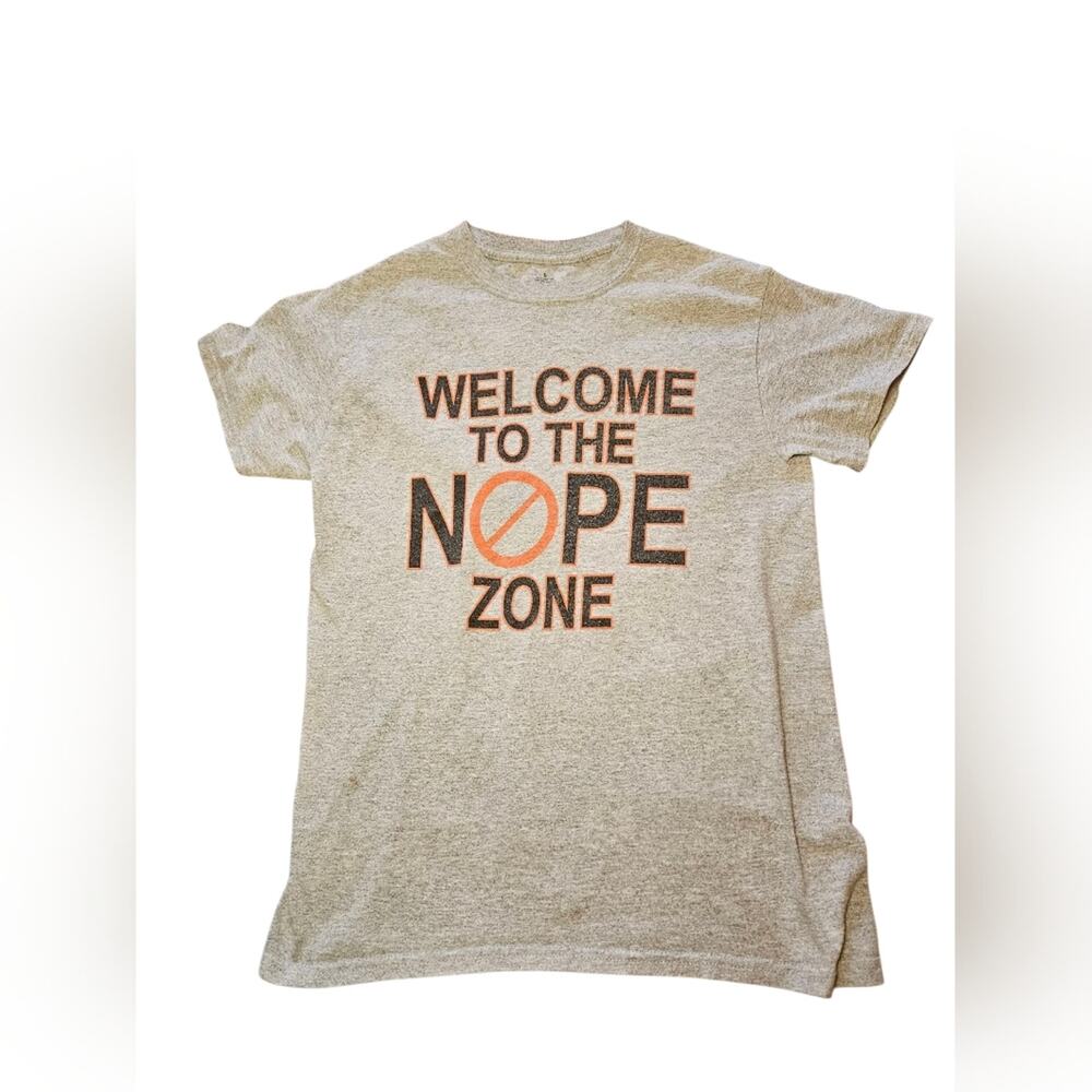 Small Mens Graphic Tee - Welcome to the Nope Zone - Gray - Used